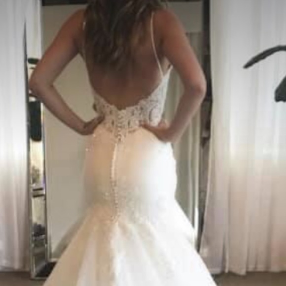 Never worn wedding gown with cathedral veil. - Picture 2 of 2